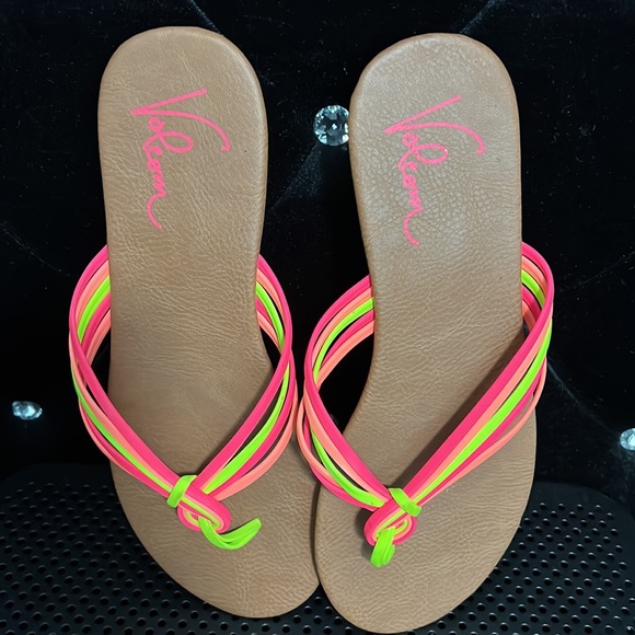VOLCOM Strappy Neon Sandals - Picture 2 of 5